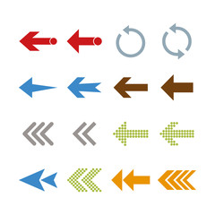 Arrow icon set. Vector illustration, flat design.