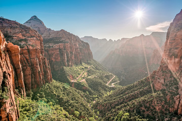 Zion-mount Carmel highway Scenic road on Zion national park, view from Canyon Overlook, Utah