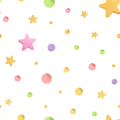 Simple baby pattern for newborn roon, textile, wallpaper or wrapping paper for small kids. Wooden beads and stars..