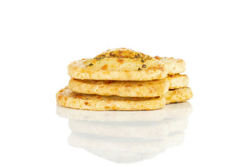 Group of three whole savory cheese palmier isolated on white background
