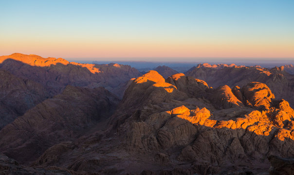 Amazing Sunrise at Sinai Mountain, Beautiful dawn in Egypt, Beautiful view from the mountain © Mountains Hunter