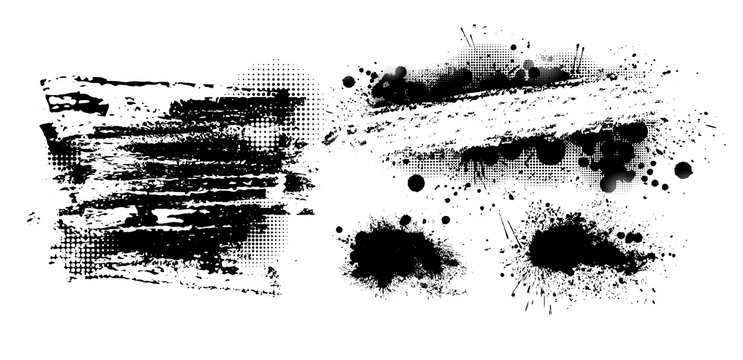 Black spots of paint on a white background. Vector