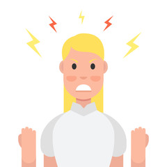 Anger. The evil woman expresses his negative emotions. Vector illustration.