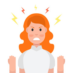 Anger. The evil woman expresses his negative emotions. Vector illustration.