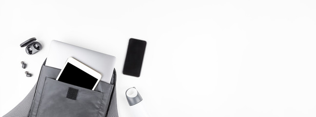 Modern backpack with laptop and tablet inside