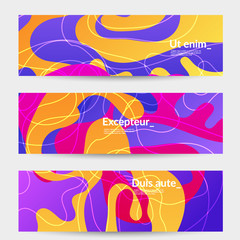 Abstract banner templates with wavy gradient shapes and curvy lines