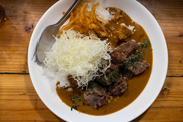 Beef curry rice. (Japanese food)
