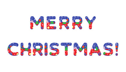 Inscription decorated with Christmas symbols.