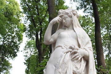 Statues in the summer park in St. Petersburg.
