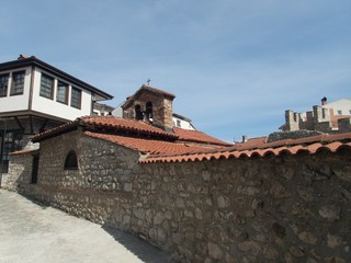 traditional architecture of ohrid city in northern macedonia - obrazy, fototapety, plakaty
