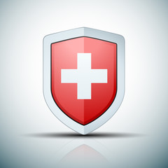 Swiss or Medical Shield label illustration