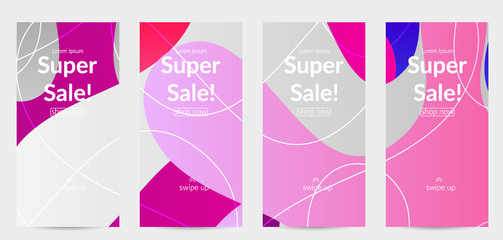 Naklejka premium Bright colored gradient sale advertisement template with wavy lines