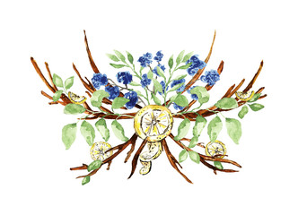 Watercolor Christmas bouquet