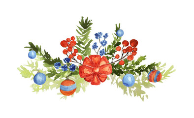 Watercolor Christmas bouquet