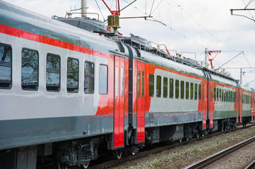 Obraz premium Red train in modern railway