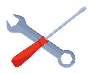 Construction tools crossed cartoon symbol