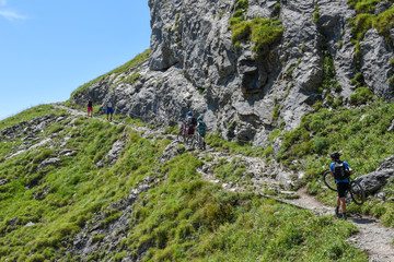 Naklejka na ściany i meble Mountain path at Engstlenalp over Engelberg on Switzerland