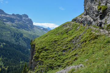 Mountain path at Engstlenalp over Engelberg on Switzerland