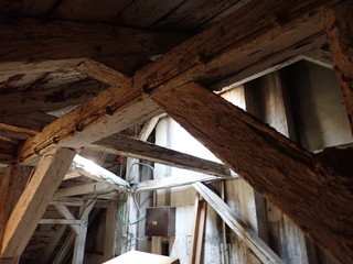 Fototapeta premium old wooden roof beam structure