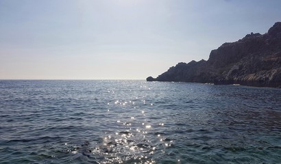 sea and rocks in southern Crete Greece