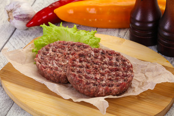 Raw burger cutlet