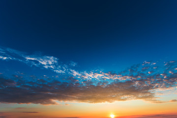 Dramatic sunset and sunrise sky