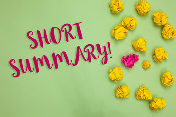 Handwriting text writing Short Summary Motivational Call. Concept meaning Brief statement of main...