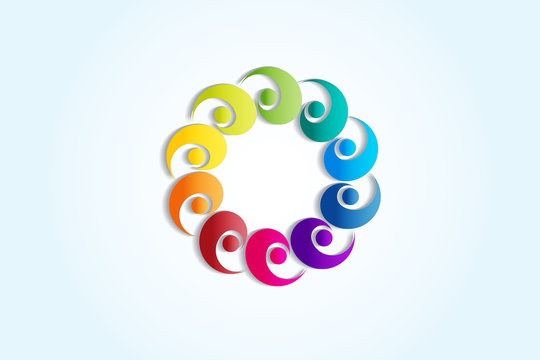 Logo teamwork business people unity partners friendship in a hug vector image
