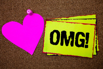 Text sign showing Omg Motivational Call. Conceptual photo Oh my good abbreviation Modern...