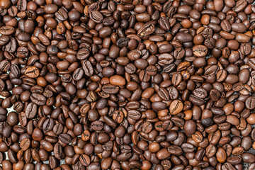 Creative coffee beans background.