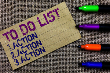 Handwriting text writing To Do List 1.Action 2.Action 3.Action. Concept meaning putting day...