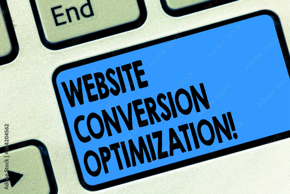 Poster text sign showing website conversion optimization. conceptual photo system for increasing website vi