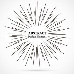 Obraz premium Bursting lines.Set of circular rays.Assymetric radial elements.Linear drawing.Vector illustration pattern.Monochrome explosion background.