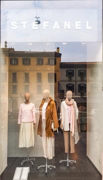 Stefanel store in Milan, Italy. It is an italian fashion company founded at 1959 by Carlo Stefanel.