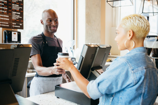 Customers standing in the queue
