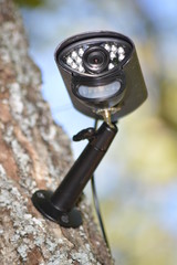 Closeup on a video surveillance camera 
