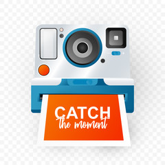 Obraz premium Isolated flat camera with photo in retro style