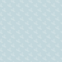 Seamless blue background with white contours of leaves. Computer-aided watercolor drawings