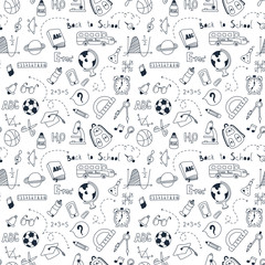 Vector doodle in "Back to school" seamless pattern
