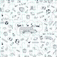 Vector doodle in "Back to school" seamless pattern