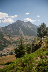 Panoramic view in Italian Alps in summer day