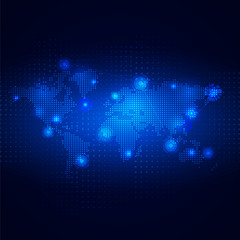 Futuristic world map technology and connection communication concept, vector illustration