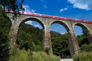 Fototapeta na wymiar Railway bridge above the Ravenna Gorge in the Hoellental