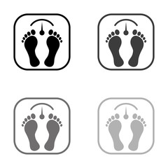 .bathroom scale with footprints - black vector icon