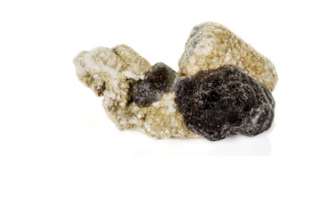 macro mineral fluorite stone on white background