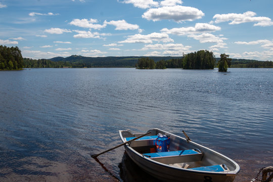 Beautiful lake view at safssjon lake region Dalarna Sweden nearby Fredriksberg