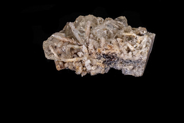 macro mineral fluorite stone on balck background