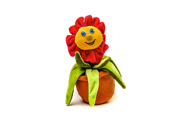 soft sunflower toy isolated on white background