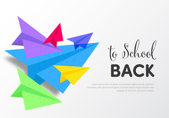 Back to School Banner Layout with Colorful Paper Planes