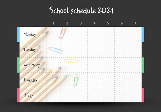 School Timetable Layout with Pencils